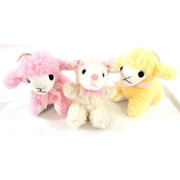 Easter Stuffed Animal Plush Toy Lot of 3 Cute Lambs - Picture 1 of 6